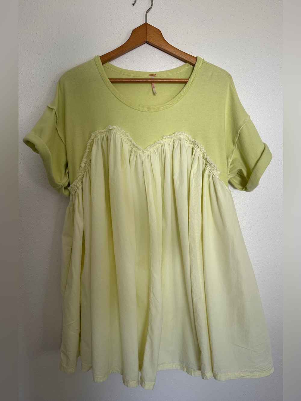 Free People Light Lime Green Ruffled Peplum Tunic